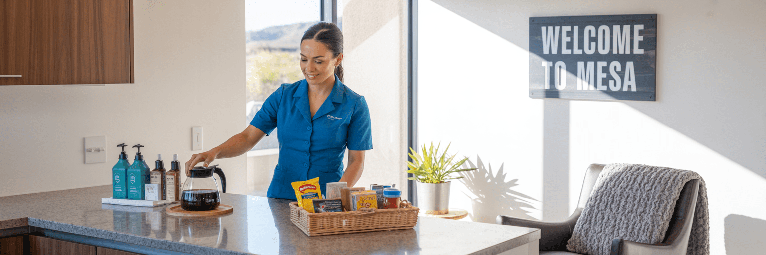 Airbnb restocking services in Mesa, AZ with toiletries, coffee, and snacks.