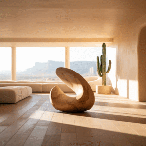 Freshly cleaned Mesa living room with desert-inspired decor and spotless hardwood floors by Your Total Clean