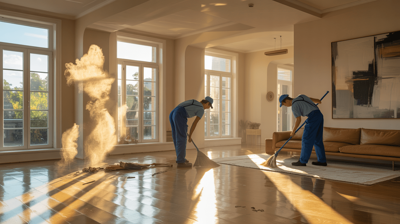 Post construction cleaning crew in Mesa, AZ removing dust and debris